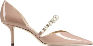 Women's Pointed Toe High Heels Pearl Embellished Strap Pumps Close Toe Stiletto Heeled Pumps for Wedding Party Dress Office
