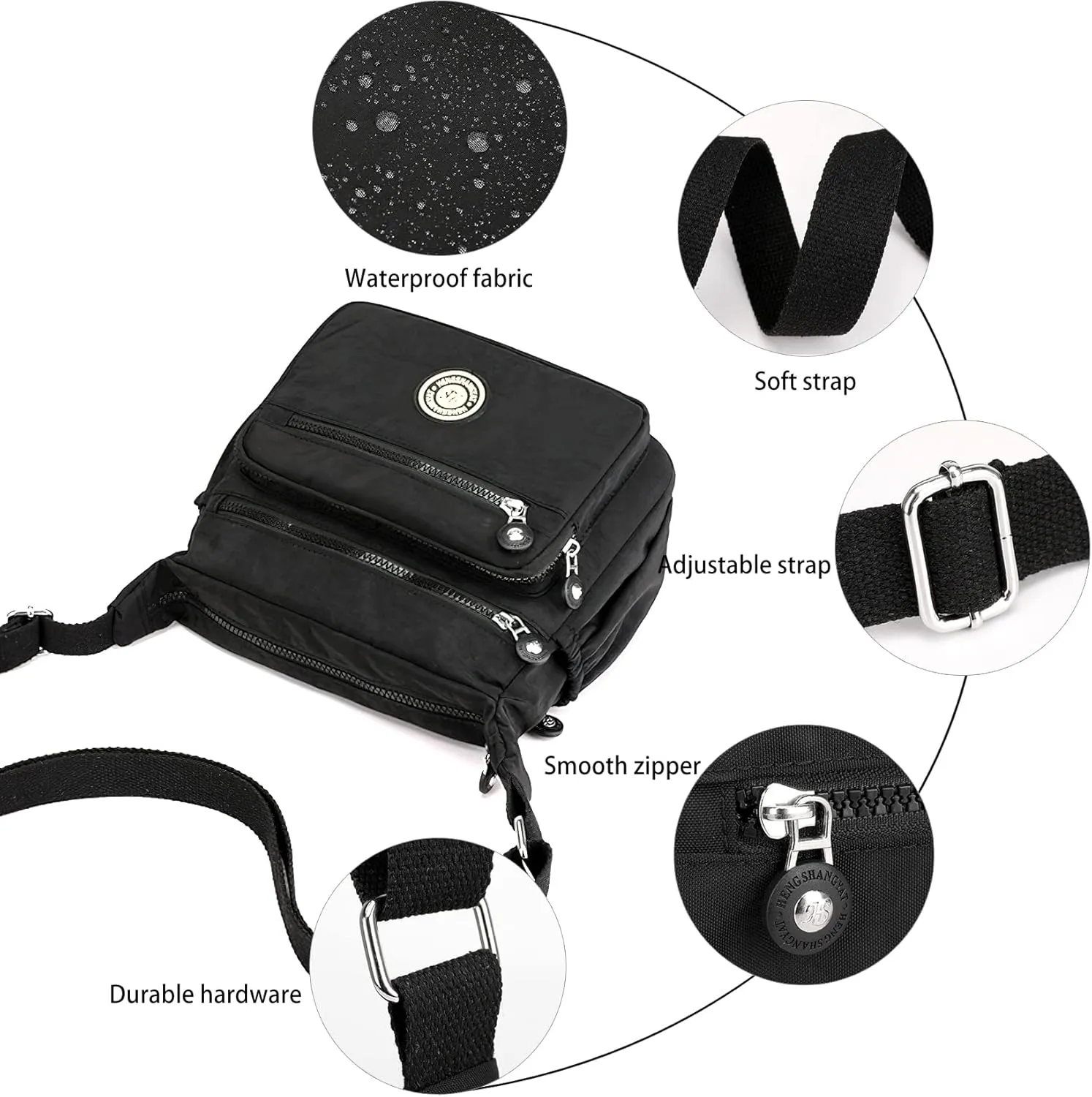 Women's Shoulder Bags Multi-Pocket Casual Crossbody Bag Handbags Waterproof Nylon Messenger Travel Bags Ladies Tote