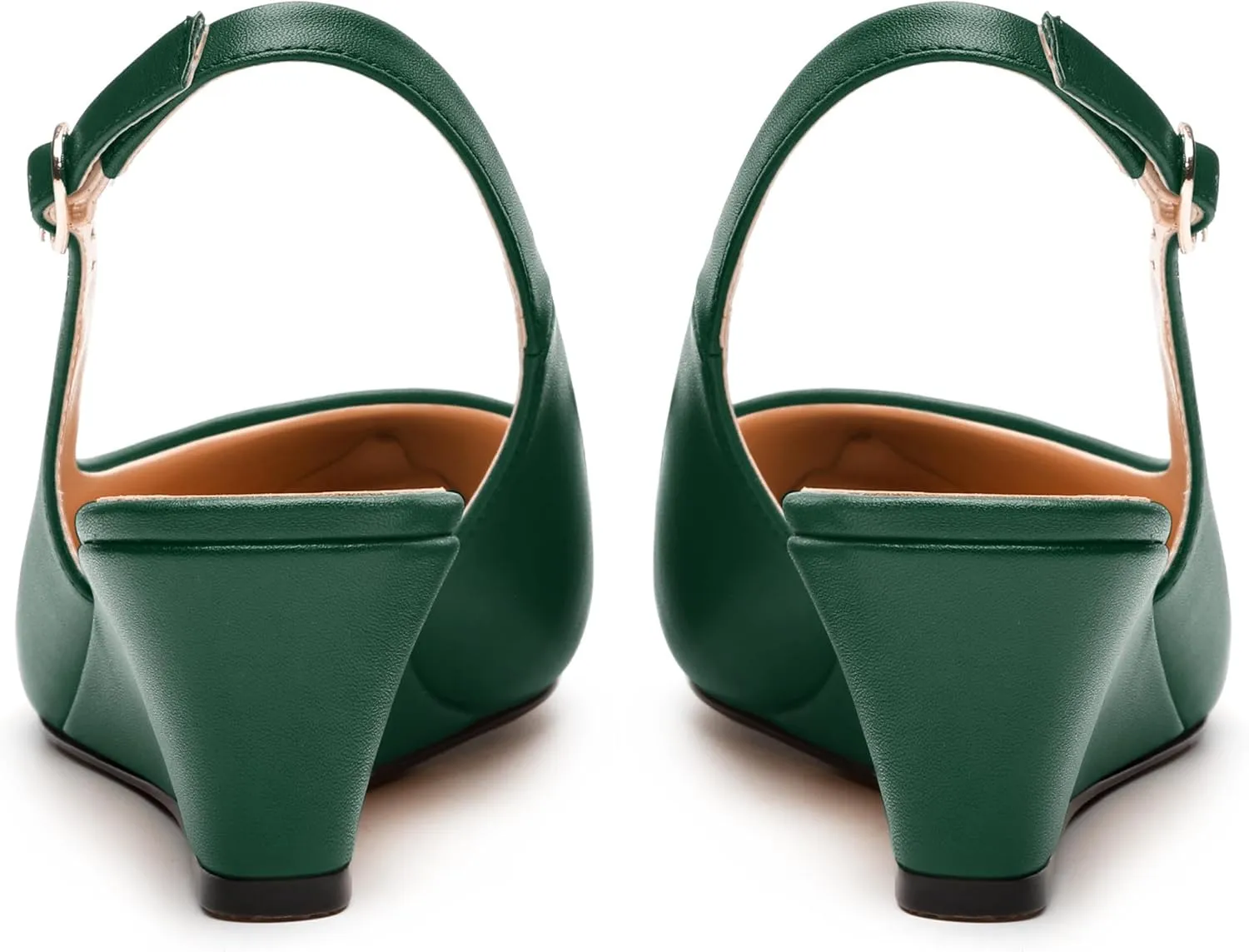 Womens Slingback Pumps Shoes, Pointed Toe Wedge Mid Heel Slingbacks Leather Insole Shoes for Women 2"
