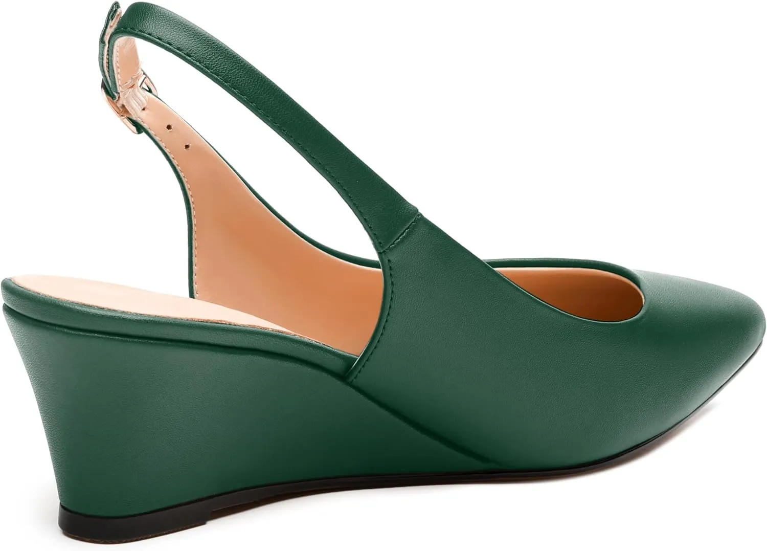 Womens Slingback Pumps Shoes, Pointed Toe Wedge Mid Heel Slingbacks Leather Insole Shoes for Women 2"