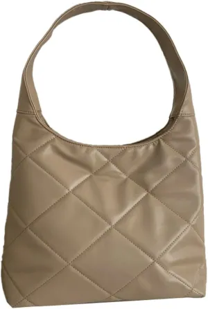 Women's Soft Quilted Shoulder Bag PU Leather Tote Bag Large Diamond Handbag Underarm Purse Top Handle Bag