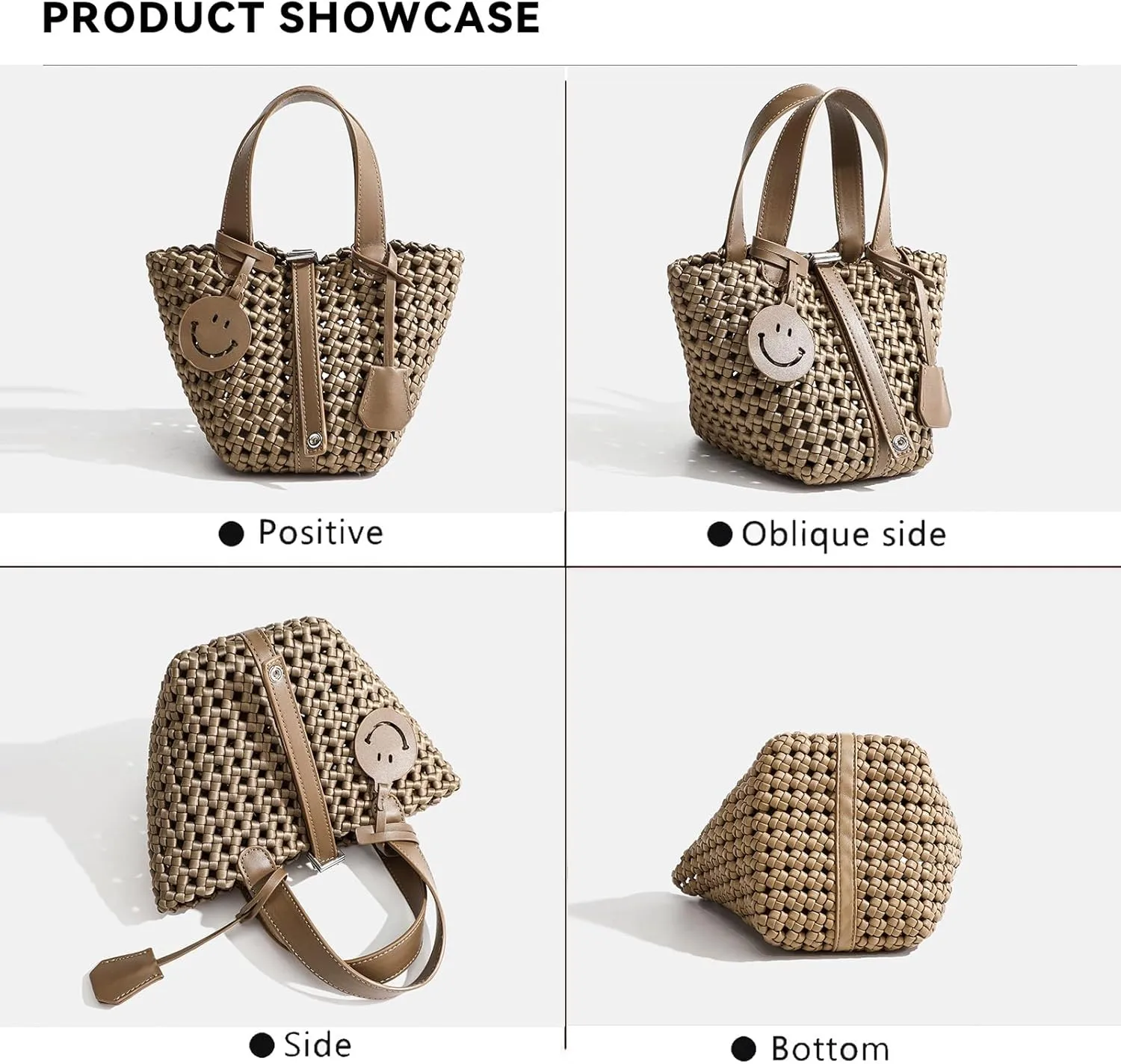 Woven Handbags for Women Top Handle Satchel Handbag Basket Bucket Bag Small Woven Tote Bag Hobo Purses