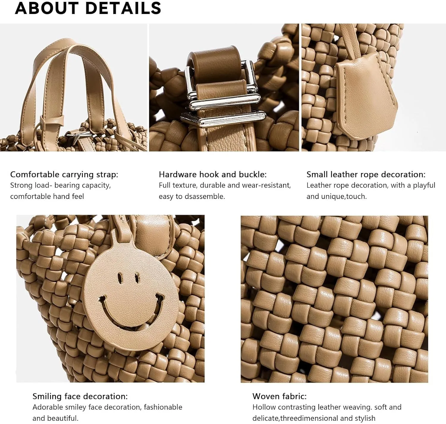 Woven Handbags for Women Top Handle Satchel Handbag Basket Bucket Bag Small Woven Tote Bag Hobo Purses