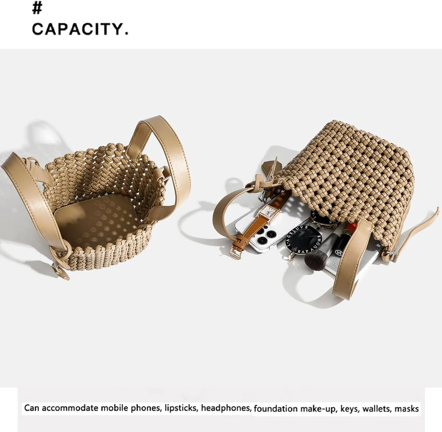 Woven Handbags for Women Top Handle Satchel Handbag Basket Bucket Bag Small Woven Tote Bag Hobo Purses