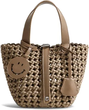 Woven Handbags for Women Top Handle Satchel Handbag Basket Bucket Bag Small Woven Tote Bag Hobo Purses