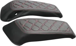XFMT Motorcycle Saddlebag Lid Covers For Harley Davidson FL Touring '14-'23 Road King Street Glide Road Glide Electra Glide, Black Red