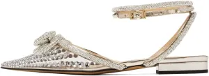 XYD Women Pointed Toe Slingback Flats Sandals Ankle Wrap Strappy Double Bow Crystal Ballerinas Sparkle Evening Shoes