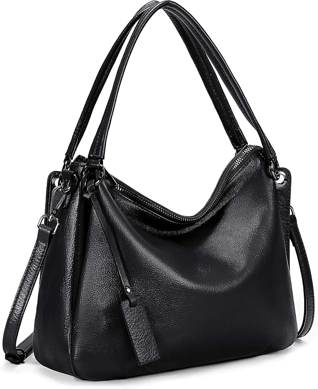 YALUXE Women's Genuine Leather Shoulder Bags Minimalist Handbags Purses with Dual Handles & Detachable Long Strap