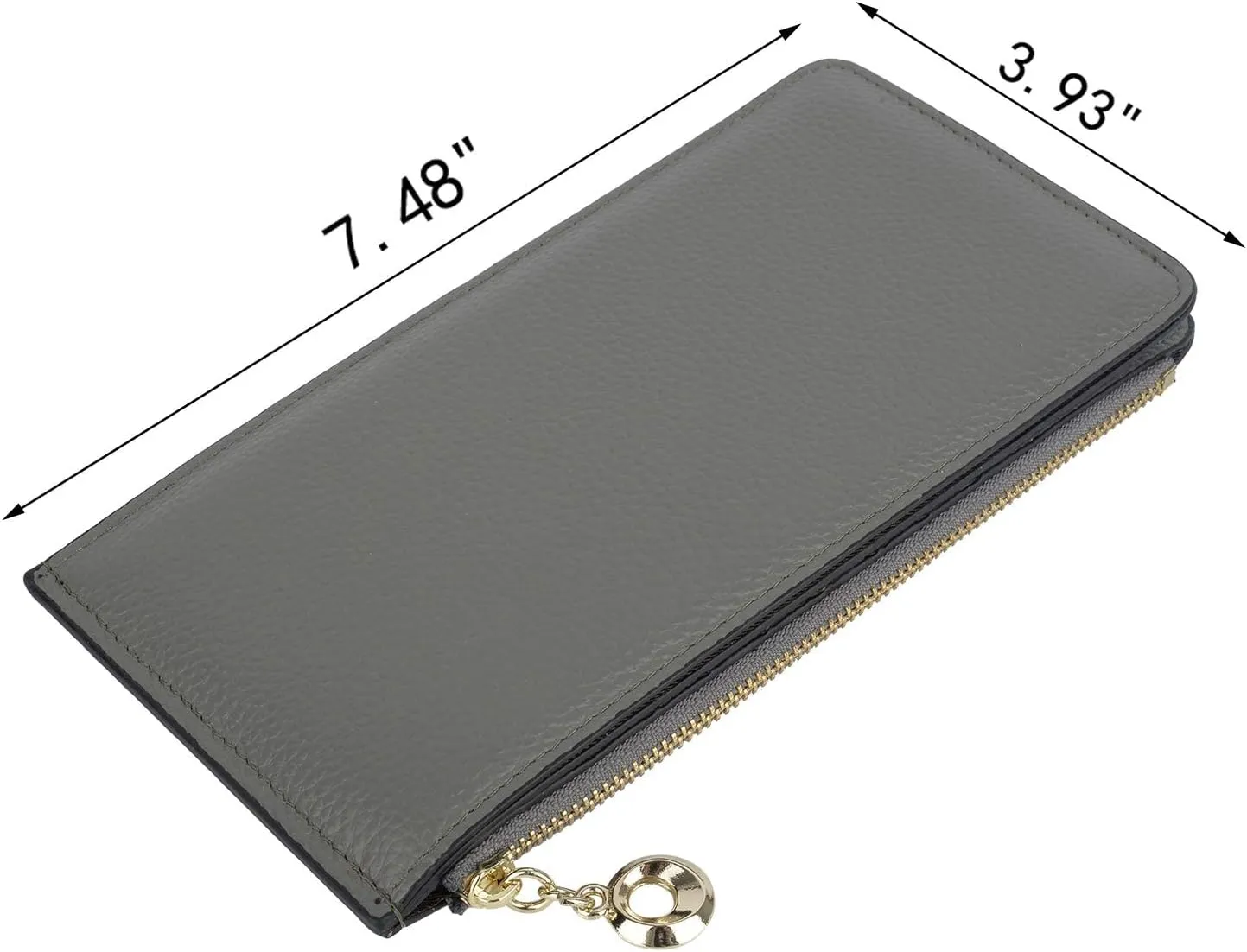 YALUXE Women's RFID Blocking Genuine Leather Multi Card Organizer Wallet with Zipper Pocket RFID Blocking Grey