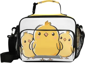 Yellow Cute Chick Kids Lunch Box Insulated Lunch Bags Cooler Tote Bag with Removable Shoulder Strap for Boy Girl Student 20860559
