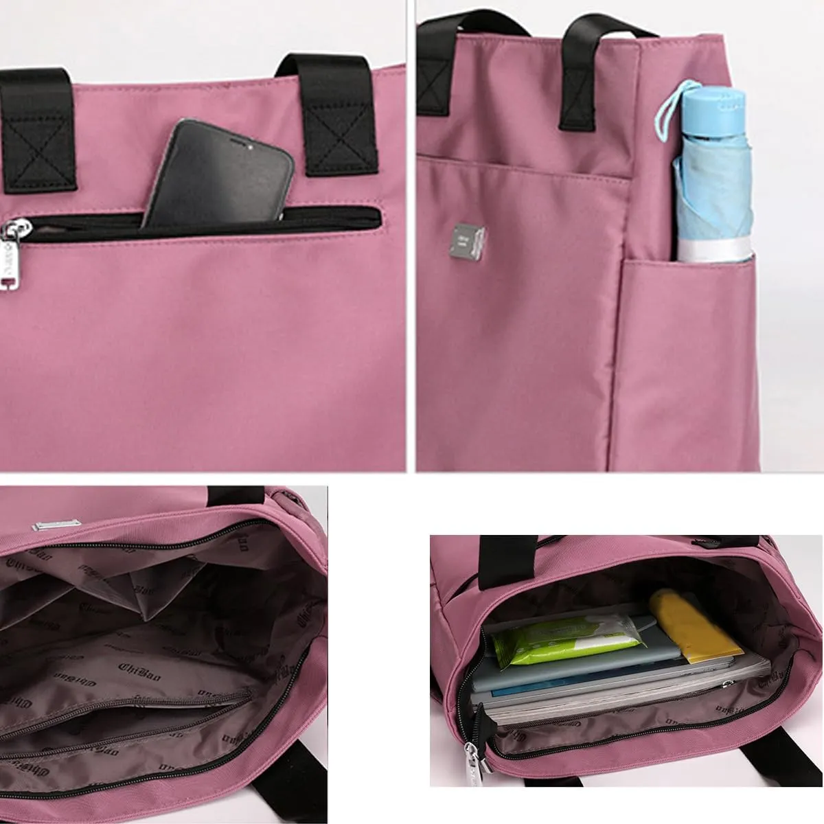 Zcjeaneviln Bag Waterproof, Large Capacity Water Repellent Multi Pocket Nylon Shoulder Bag
