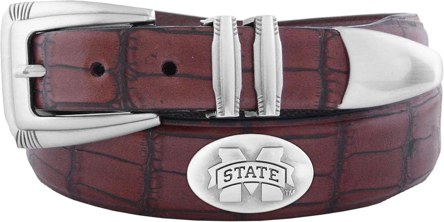 ZEP-PRO NCAA Men's Crocodile Leather Concho Tapered Tip Belt