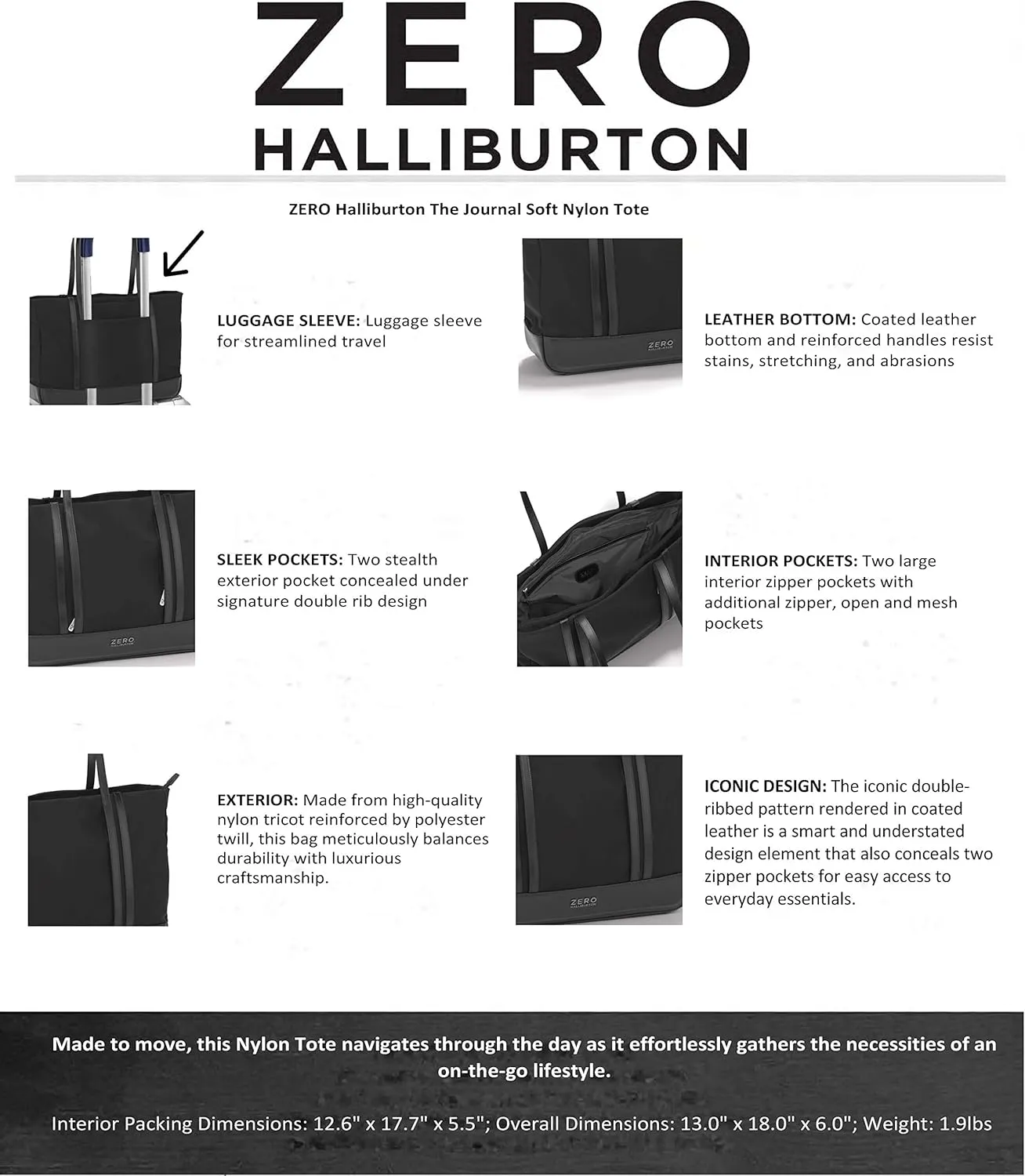 ZERO Halliburton The Journal Soft Nylon Travel Bag